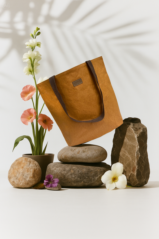Brown Terra Tote: Vegan Leather Bag (Washable Kraft Paper Bag)