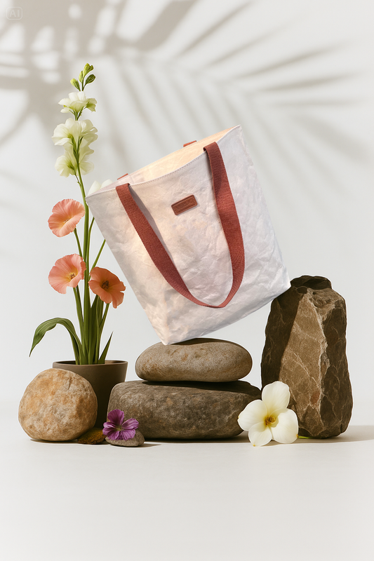 Pastel Pink Terra Tote: Vegan Leather Bag (Washable Kraft Paper Bag)